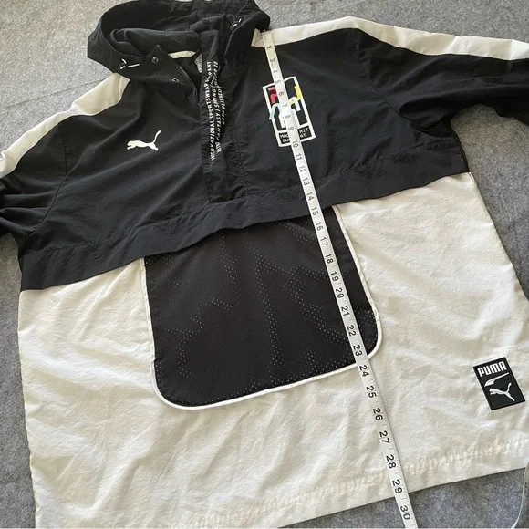 PUMA Jacket Windbreaker Womens XL Quarter Zip Hoodie Black White 599372-01 - Picture 11 of 16